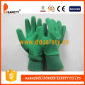 Guantes de algodón de jardín guantes de trabajo revestidos látex verde (DCL418)